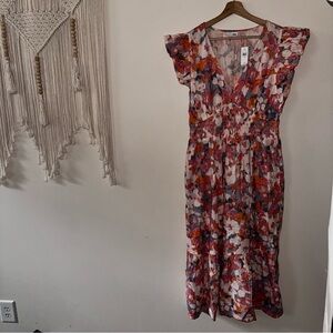 GAP Multicolor Pink Vibrant V-Neck Floral Dress | XL
